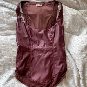 Free people red leather bodysuit